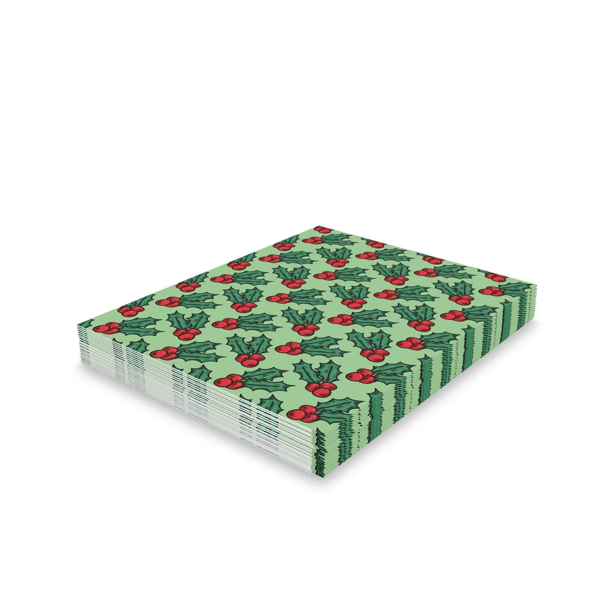 Cute Christmas Holly Print Matte Greeting Cards (8, 16, and 24 pcs)