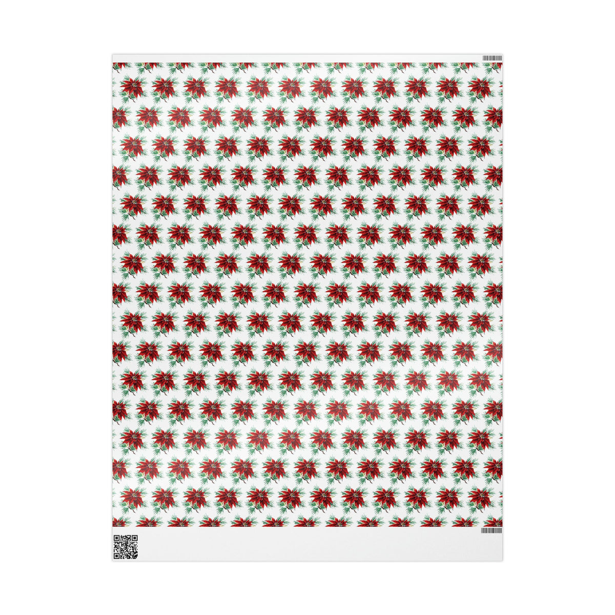 Vintage Poinsettias Mid Century Retro Christmas Print Holiday Gift Wrap Paper - Glossy Or Matte