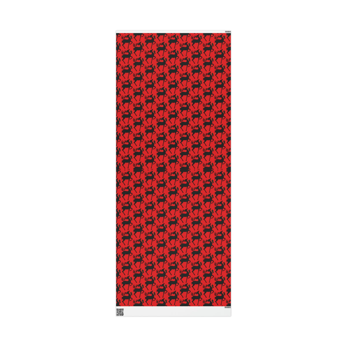 Reindeer Silhouette Red Mid Century Retro Christmas Print Holiday Gift Wrap Paper - Glossy Or Matte