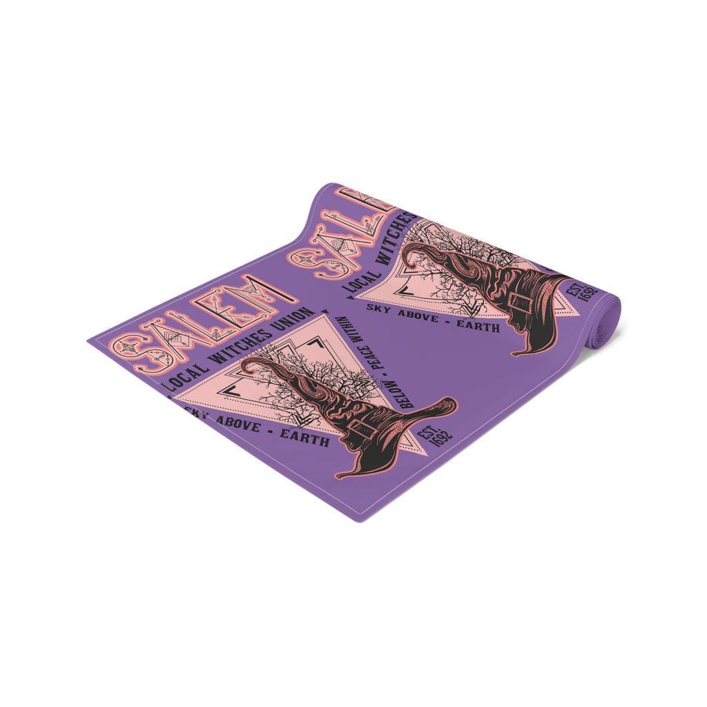 Salem Witches Union Halloween Fall Autumn Decor Purple Cotton Poly Table Runner