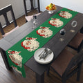 Santa With Candy Cane Retro Christmas Print Home Decor Cotton Table Runner