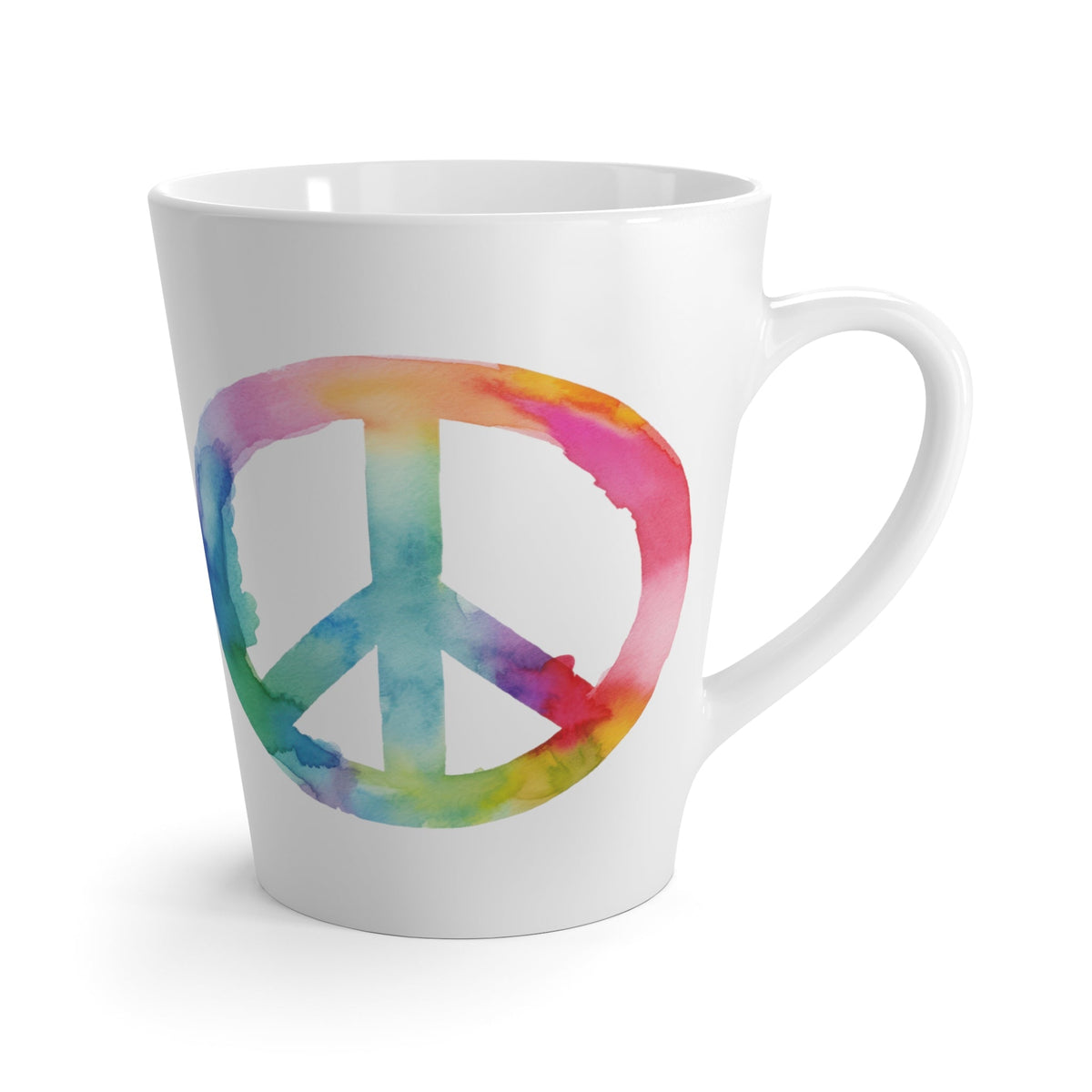 Rainbow Watercolor Peace Latte Mug