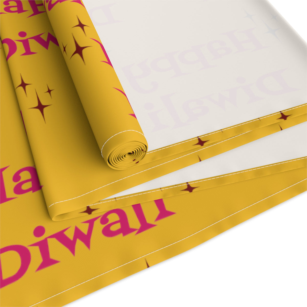 Happy Diwali Starburst Atomic Mid Century Retro Style Holiday Table Runner - Cotton Or Polyester