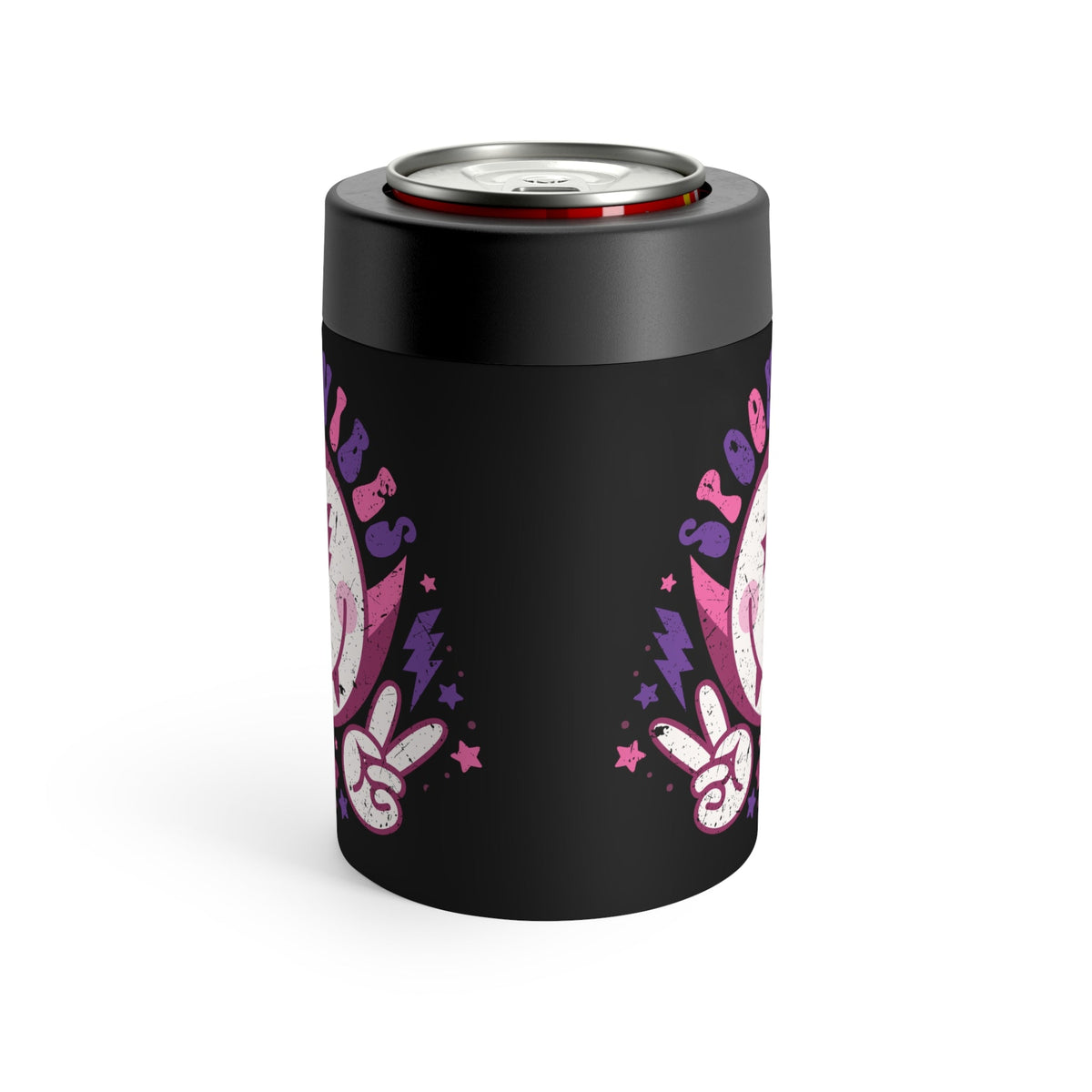 Spooky Vibes Cute Dracula Halloween Distressed Print Stainless Steel Can Holder
