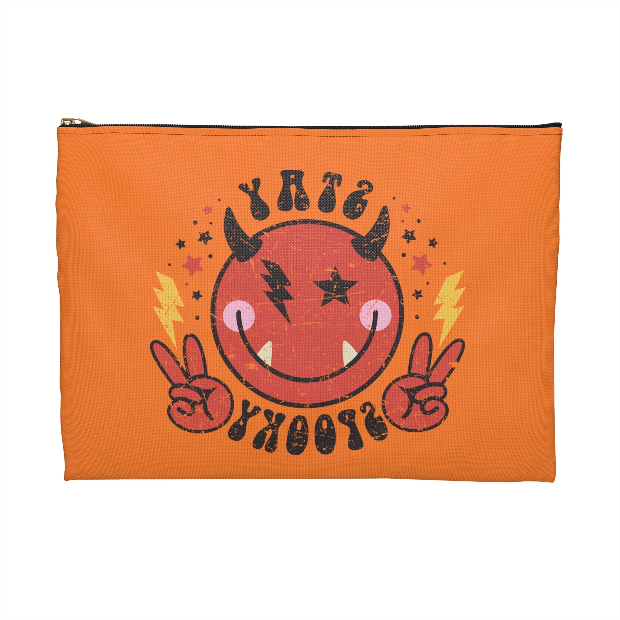 Stay Spooky Devil Distressed Style Halloween Print Polyester Accessory Pouch Travel Bag