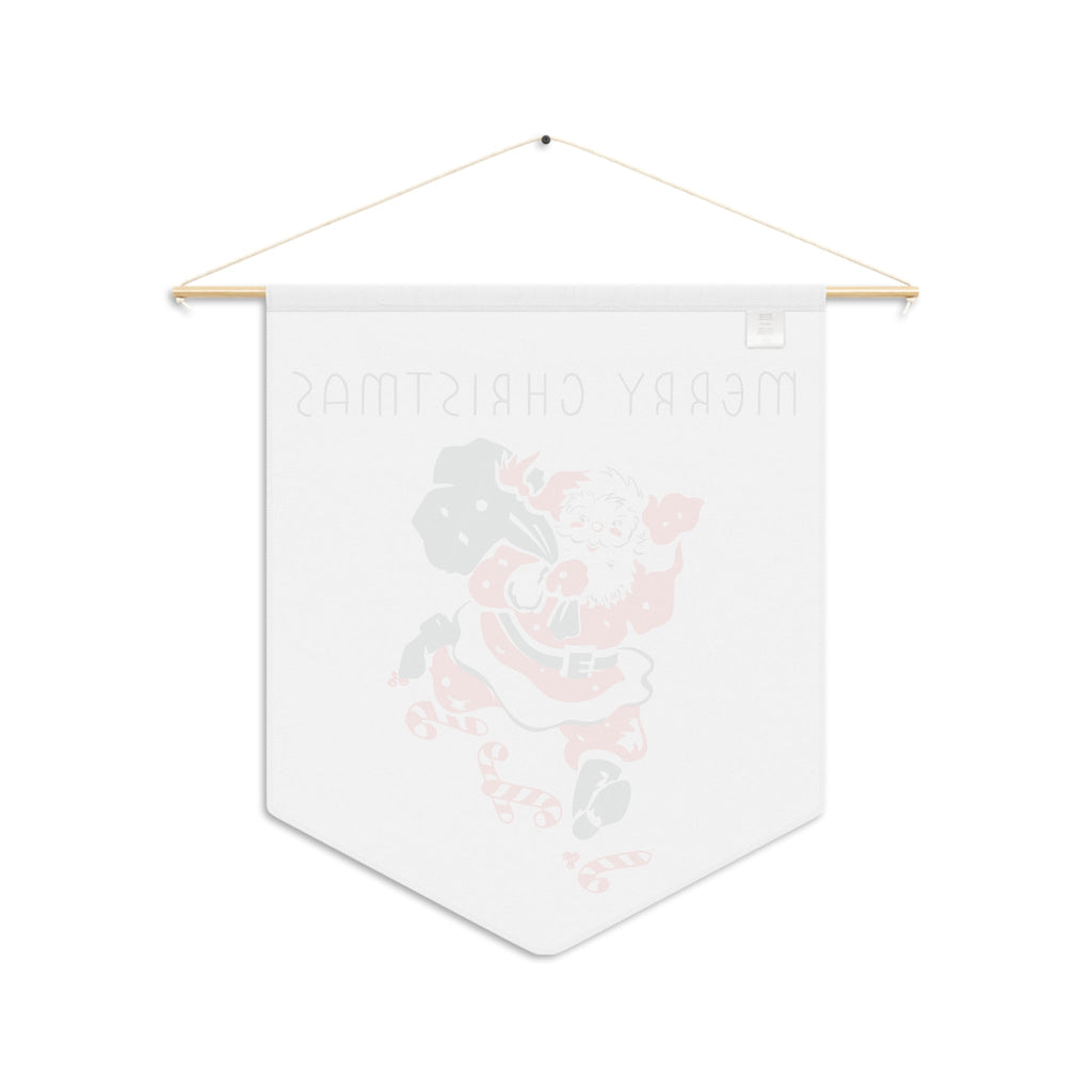 Merry Christmas Santa Mid Century Retro Print Christmas Wall Hanging Banner Flag