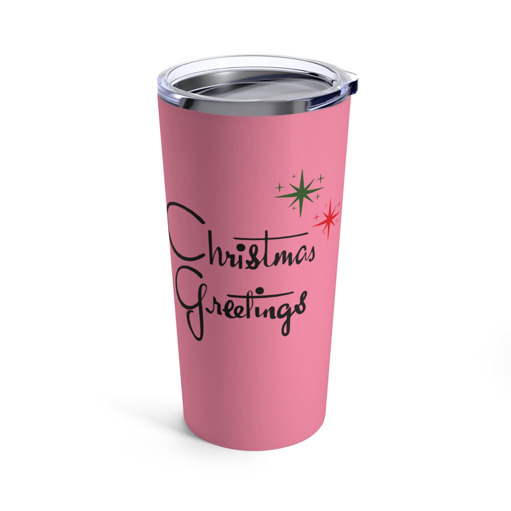 Christmas Greetings Starburst Retro Mid Century Pink Christmas Style Stainless Steel Tumbler 20oz