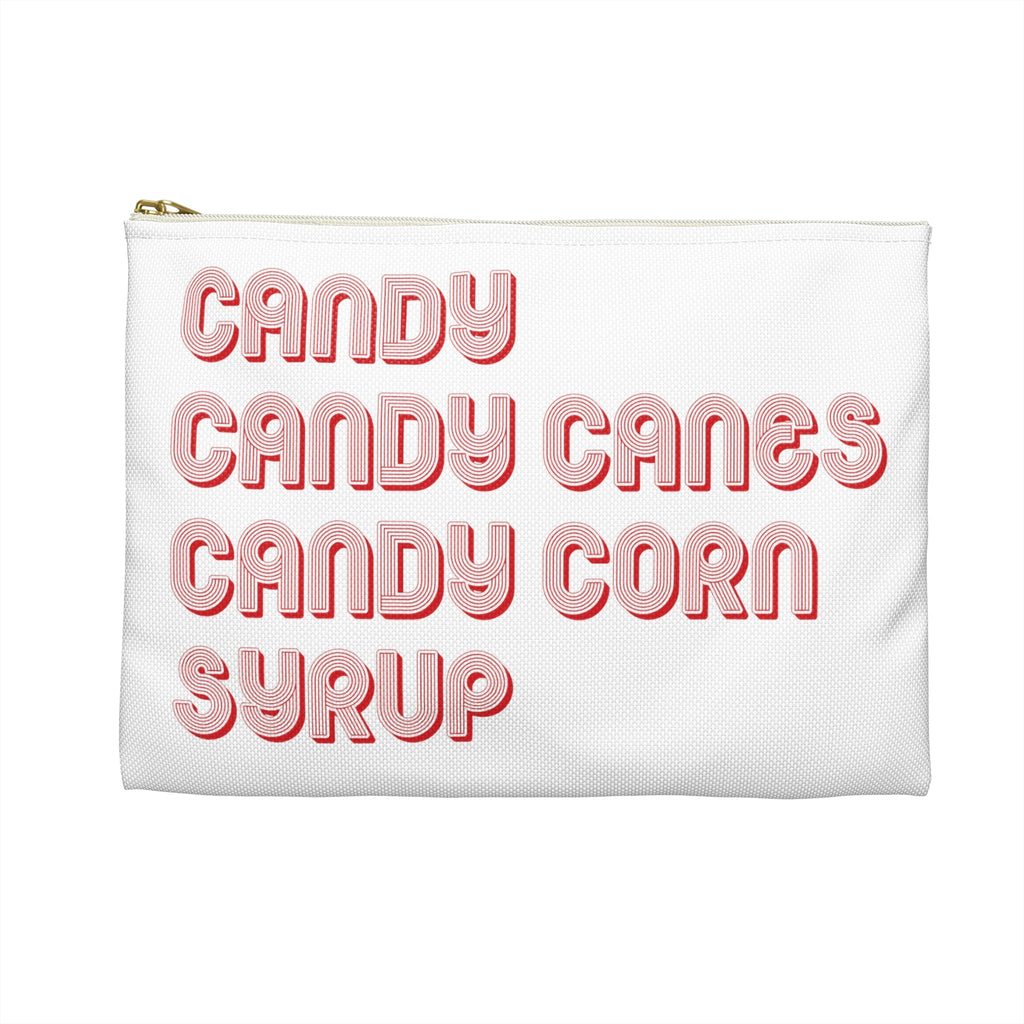 The Elf Four Main Food Groups Candy Candy Canes Candy Corn Syrup Christmas Elf Inspired Accessory Pouch Travel Bag