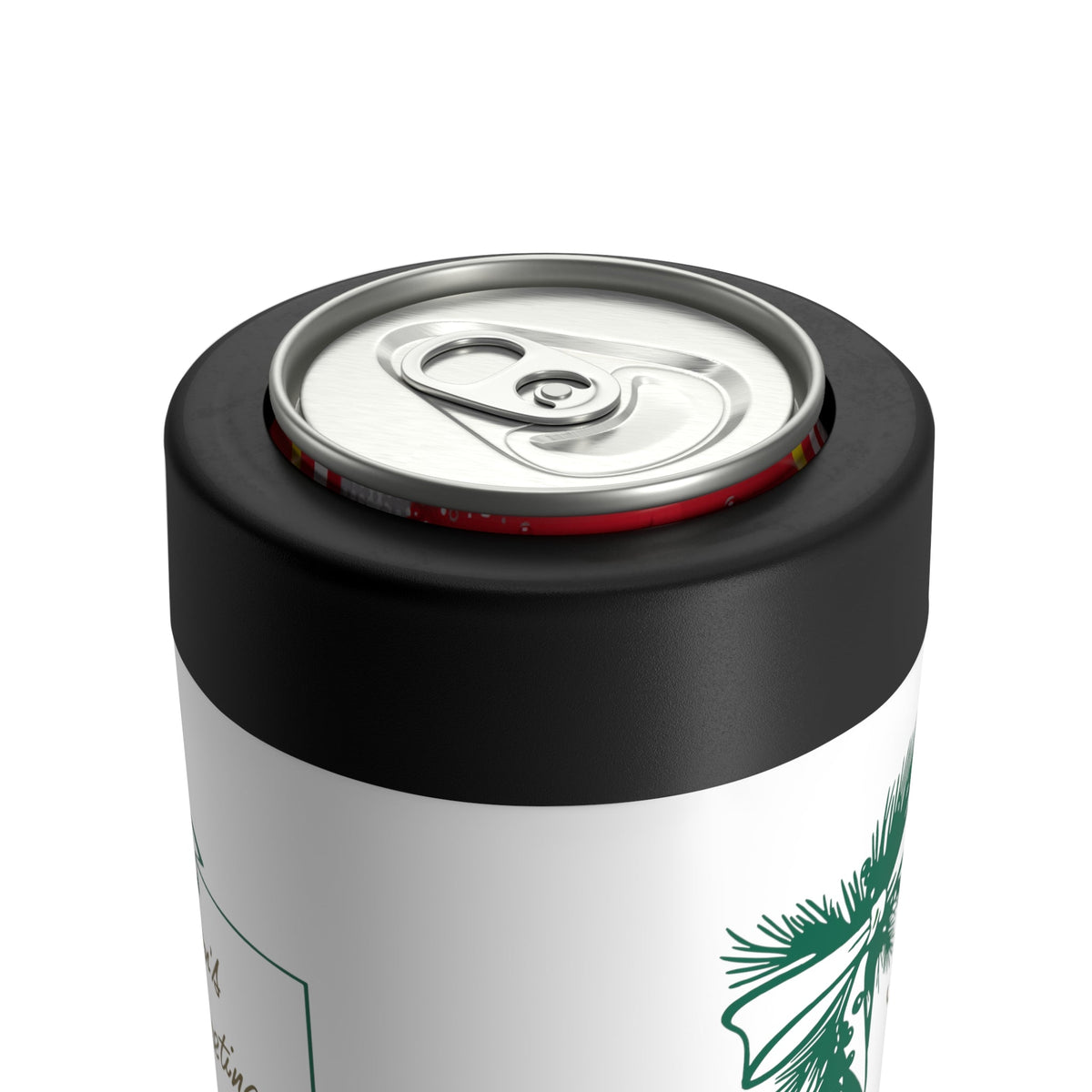 Season's Greetings Mid Century Retro Christmas Print Stainless Steel Can Holder