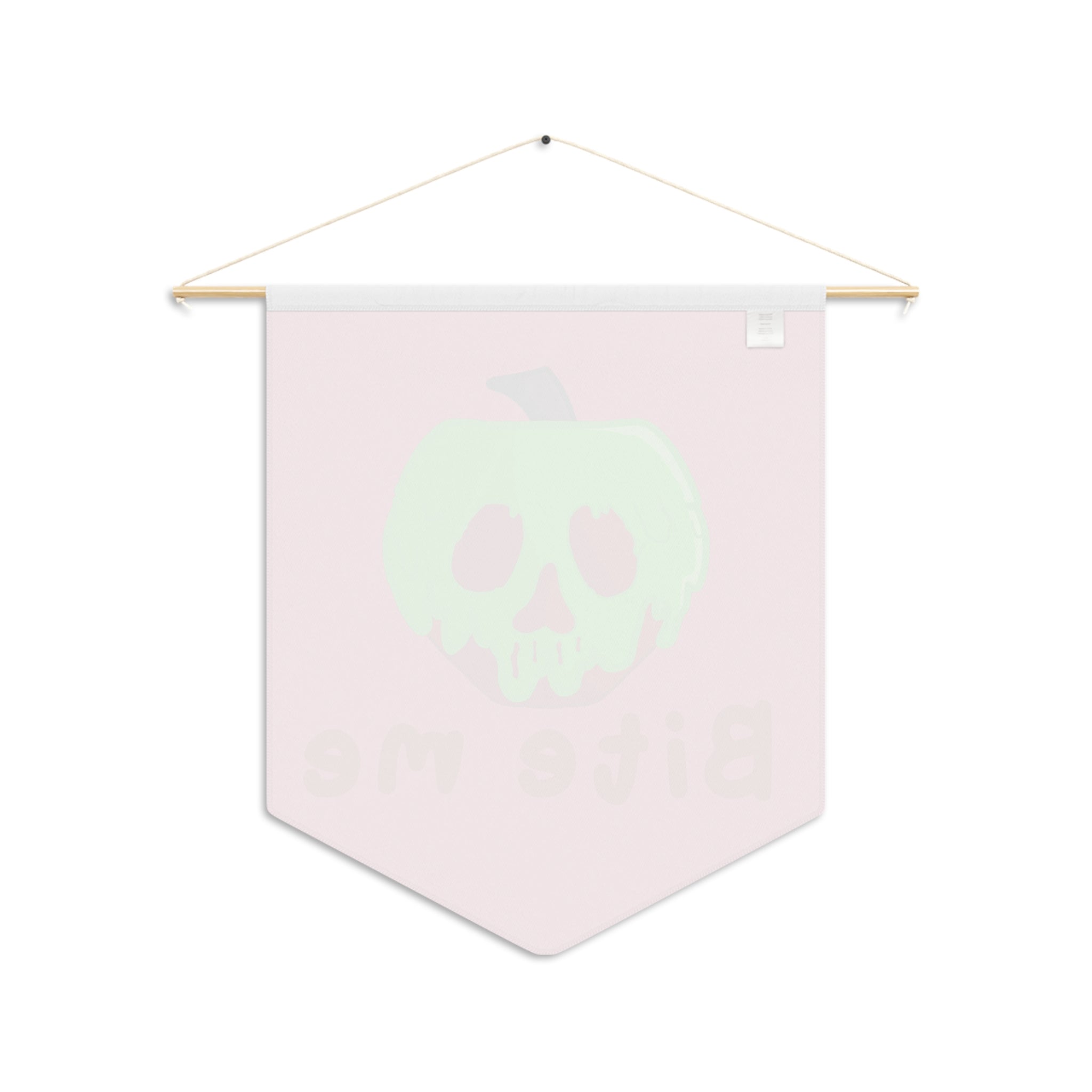 Bite Me Poison Apple Pink Halloween Decor Print Wall Hanging Banner Flag