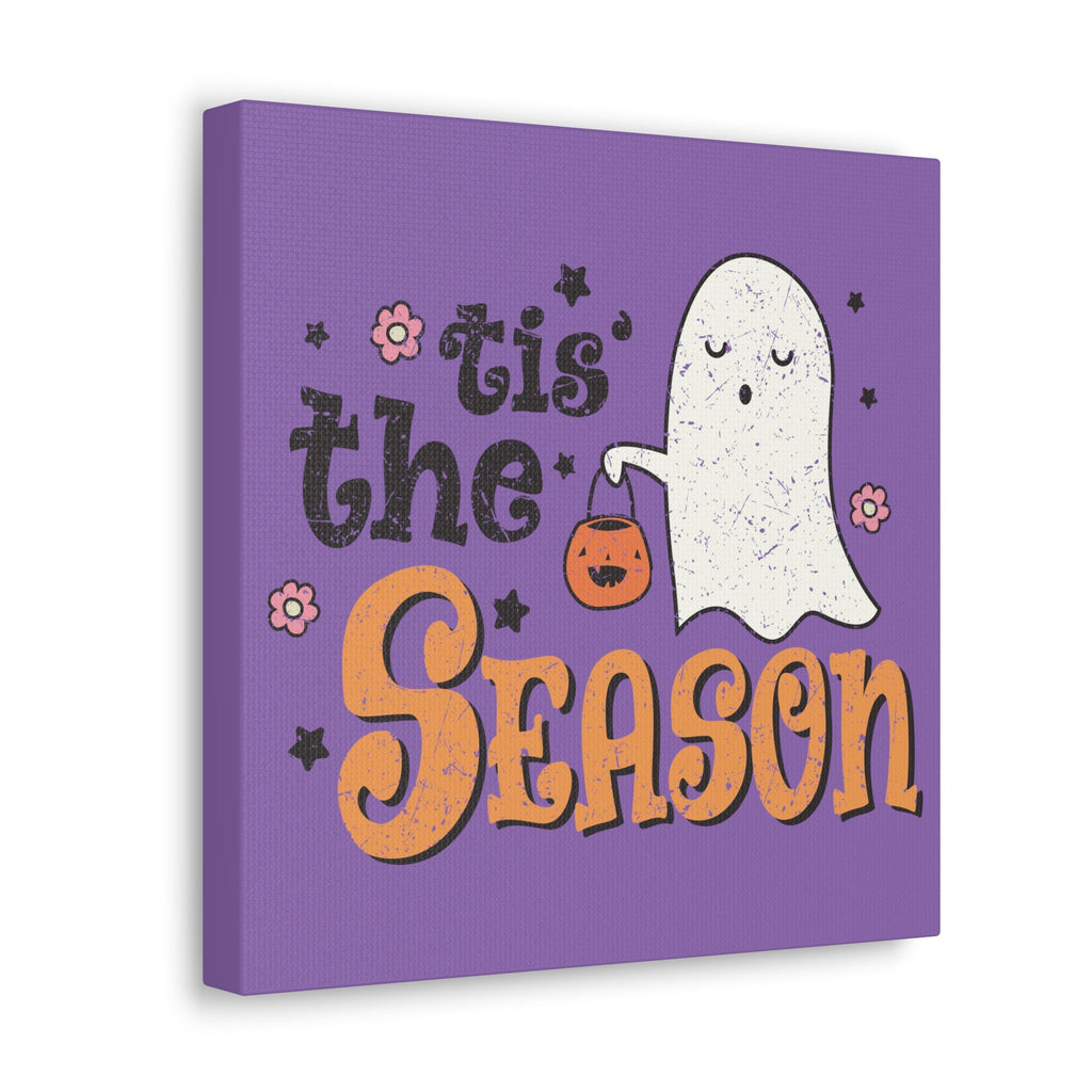 Tis The Season Trick Or Treat Ghost Distressed Halloween Print Canvas Gallery Wrap