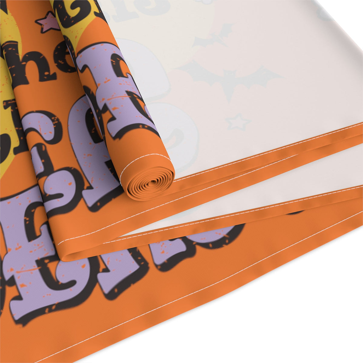 Tis The Season Pumpkin Witch Distressed Halloween Print Fall Autumn Decor Cotton Poly Table Runner