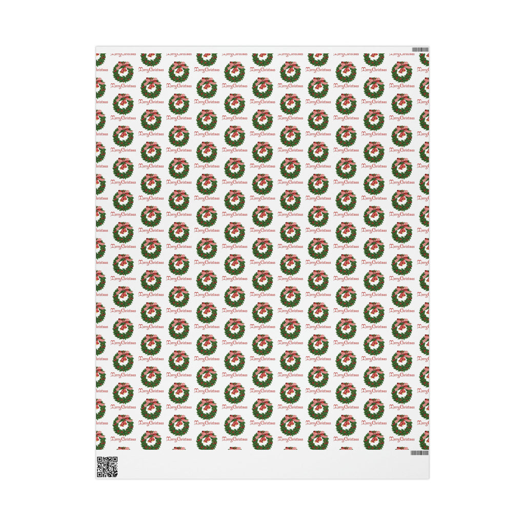 Merry Christmas Wreath Retro Christmas Print Holiday Gift Wrap Paper - Glossy Or Matte