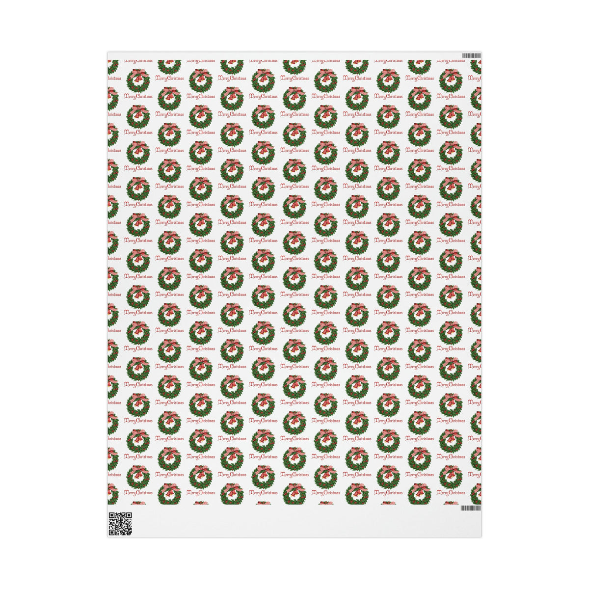 Merry Christmas Wreath Retro Christmas Print Holiday Gift Wrap Paper - Glossy Or Matte