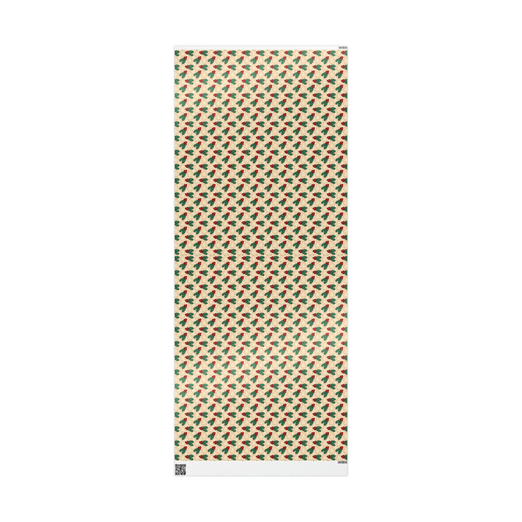 Cute Christmas Holly Trees Winter Christmas Print Holiday Gift Wrap Paper - Glossy Or Matte