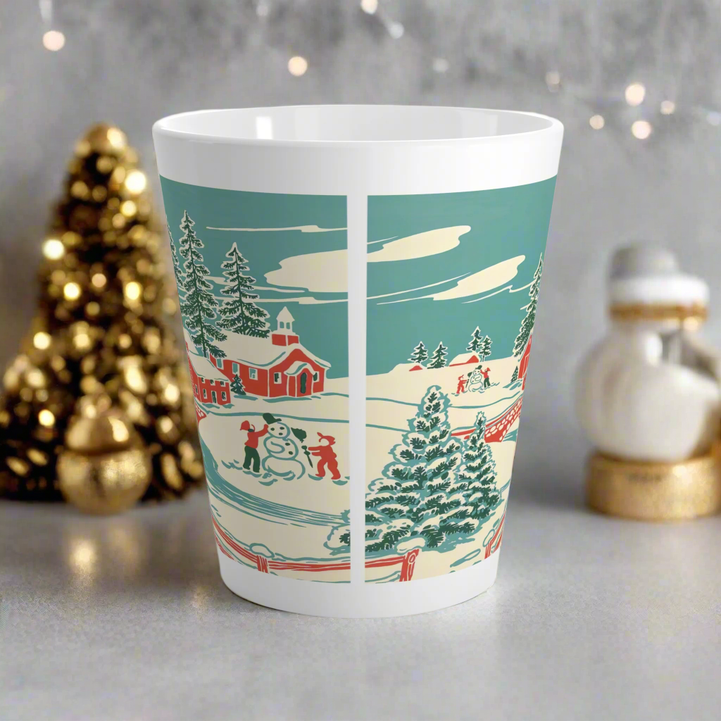 Christmas Winter Scene Retro Christmas Latte Coffee Mug