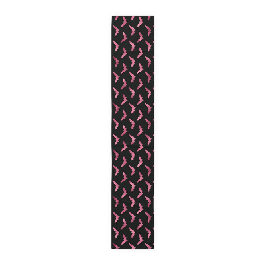 Pink Bats Halloween Decor Cotton Poly Table Runner
