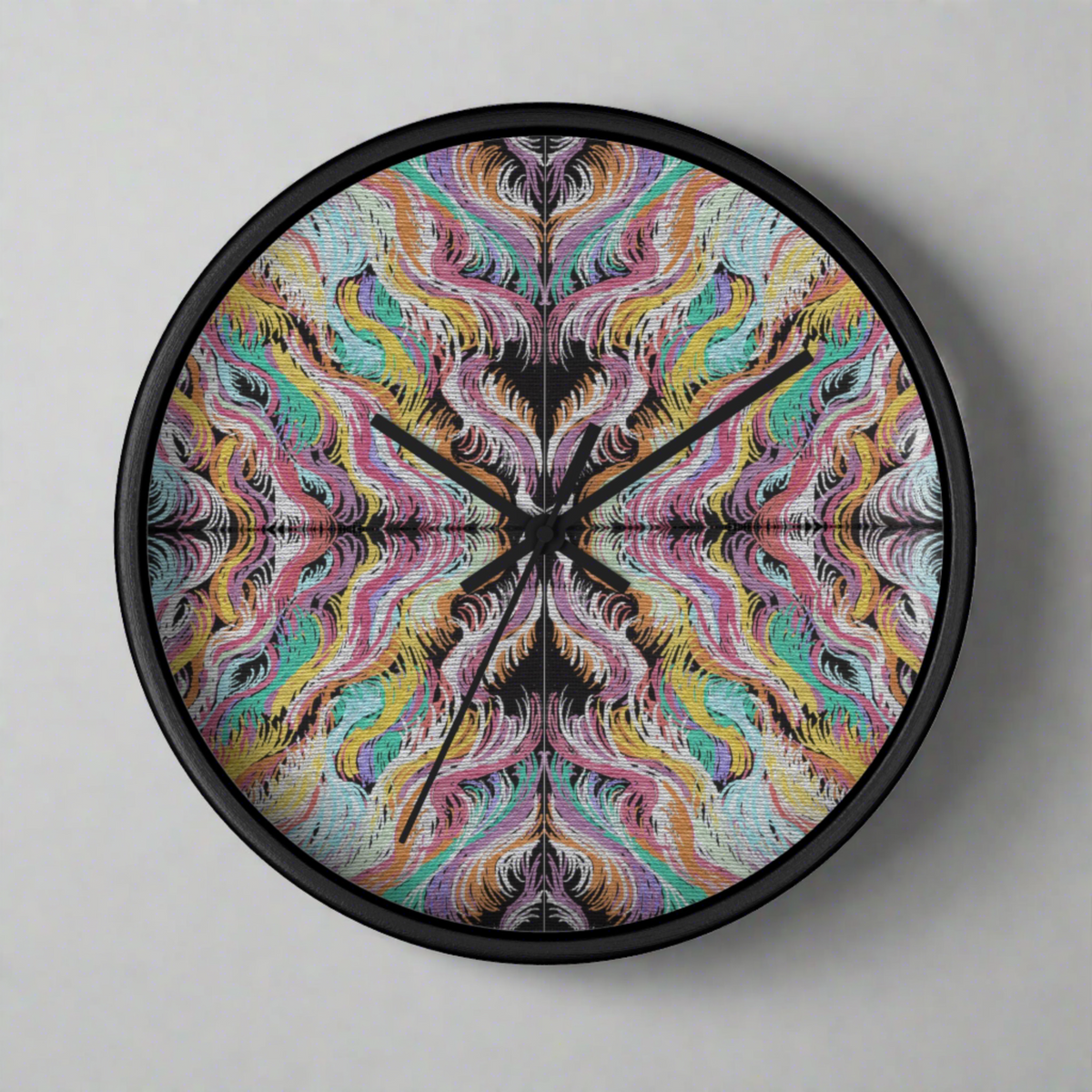 Goddess Vibes Caden Caraco Art Print Mosaic Wooden Black Silent Wall Clock
