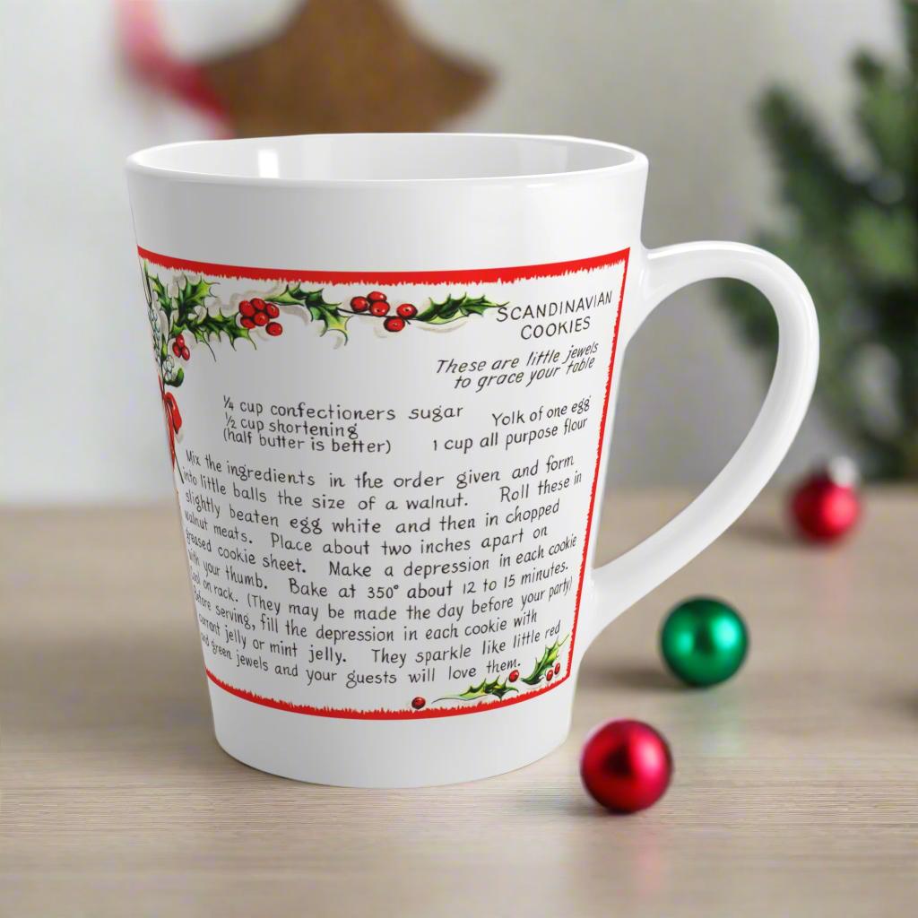 Scandinavian Cookies Vintage Christmas Recipe Latte Coffee Mug
