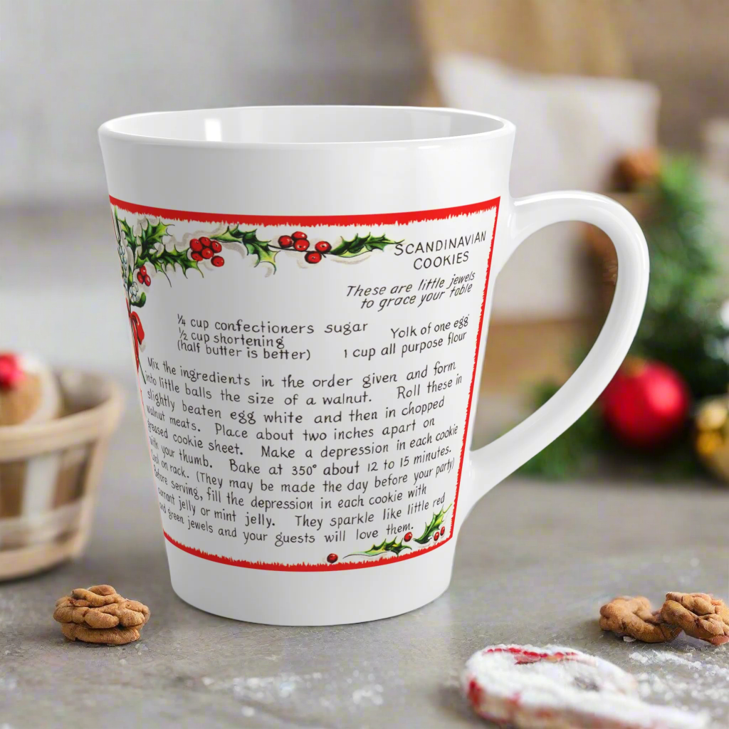 Scandinavian Cookies Vintage Christmas Recipe Latte Coffee Mug