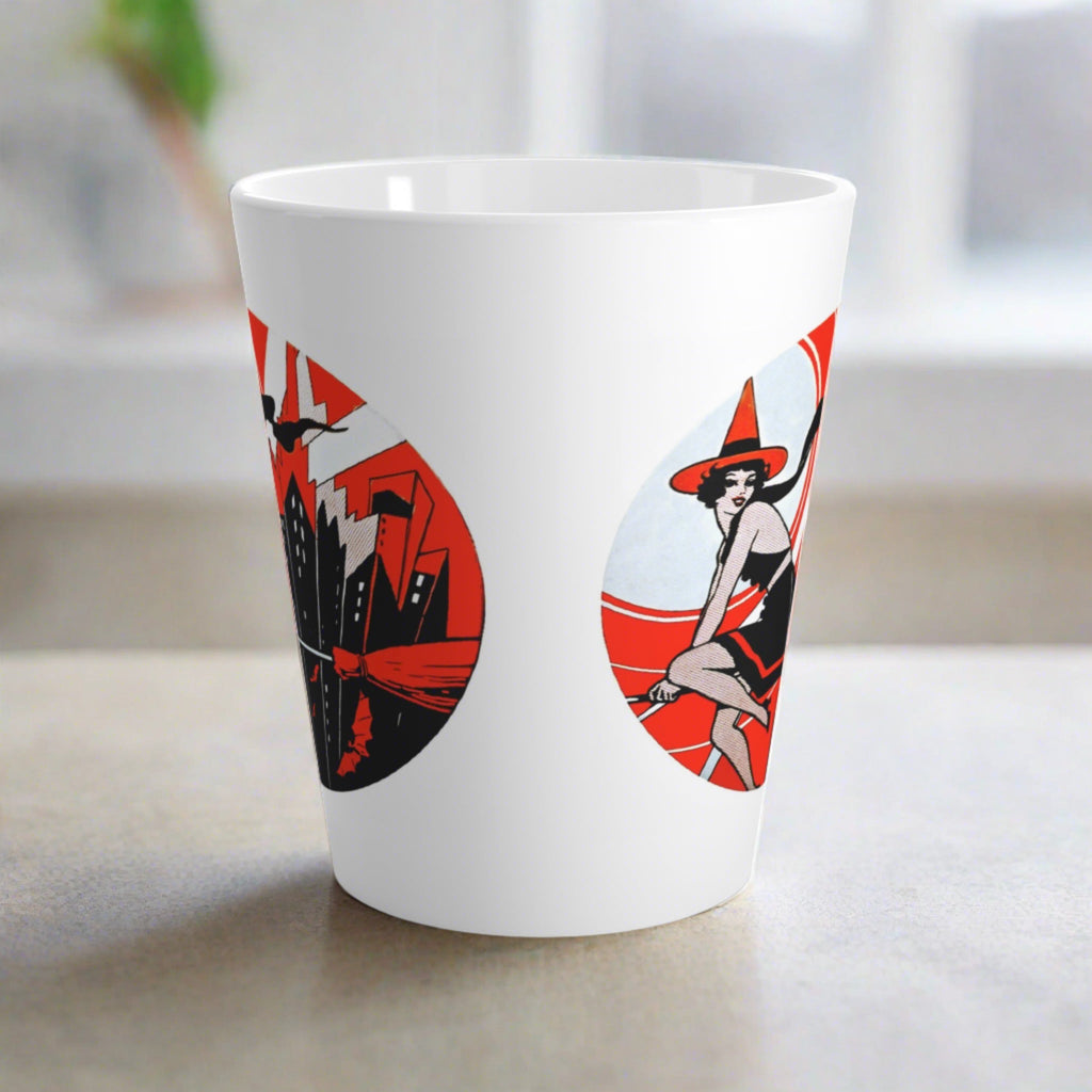 Flapper Witch Retro Deco Vintage Halloween Print Latte Coffee Mug