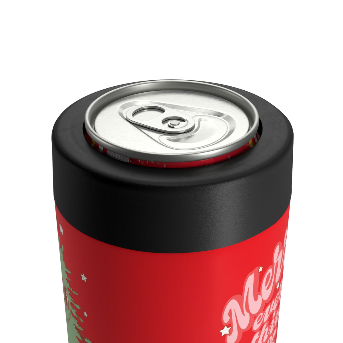 Merry Everything And Happy Always Cute Christmas Tree Retro Style Christmas Stainless Steel Can Holder