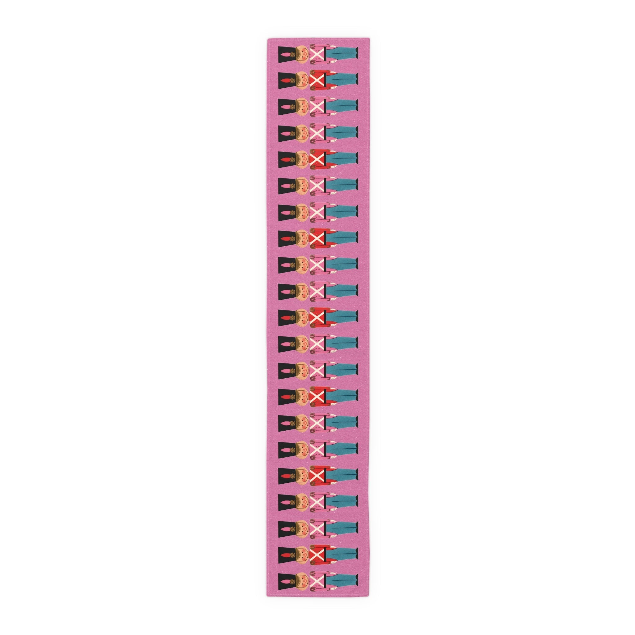 Christmas Toy Soldiers Pink Mid Century Retro Christmas Print Home Decor Cotton Poly Table Runner