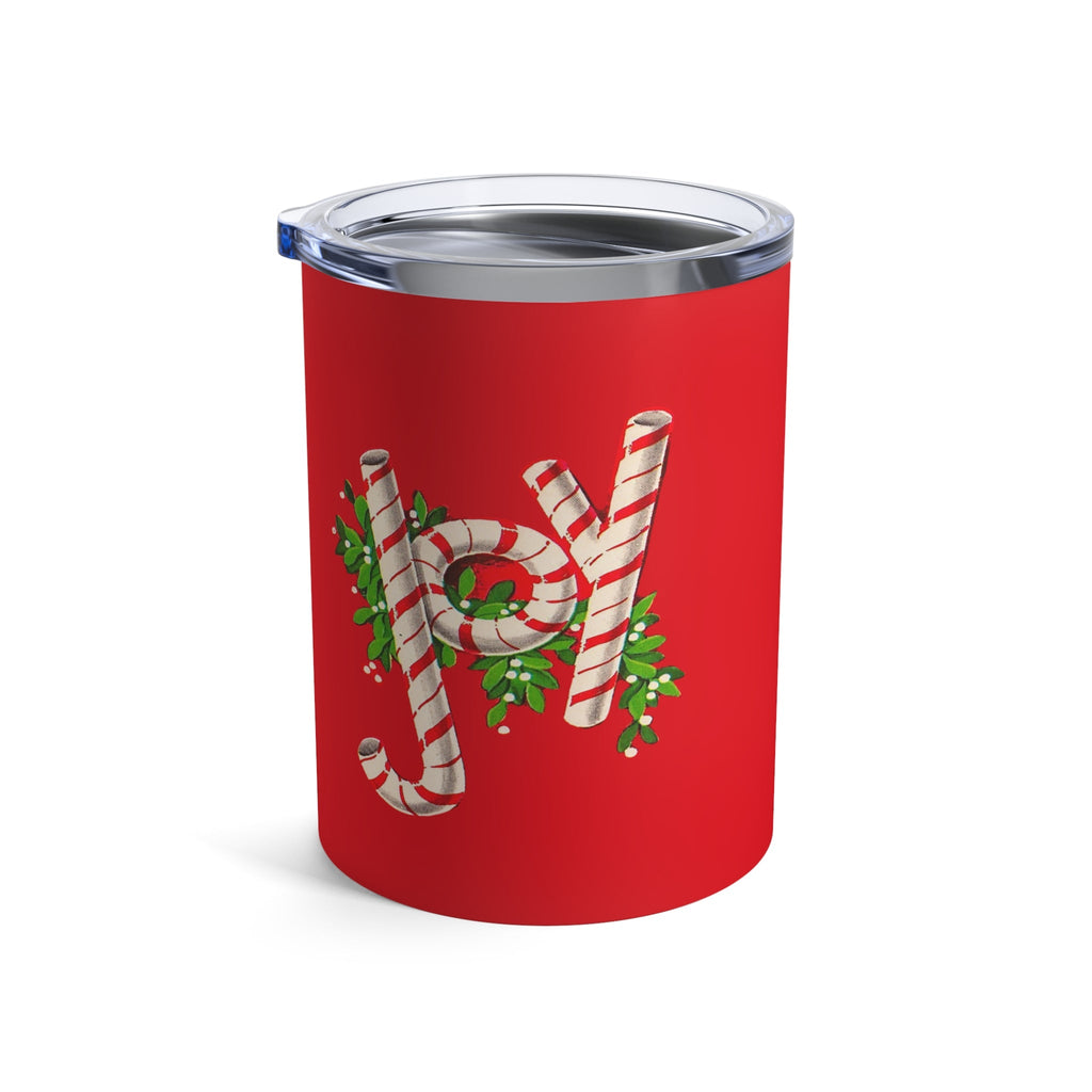 Joy Candy Canes Mid Century Retro Christmas Print Stainless Steel Tumbler 10oz