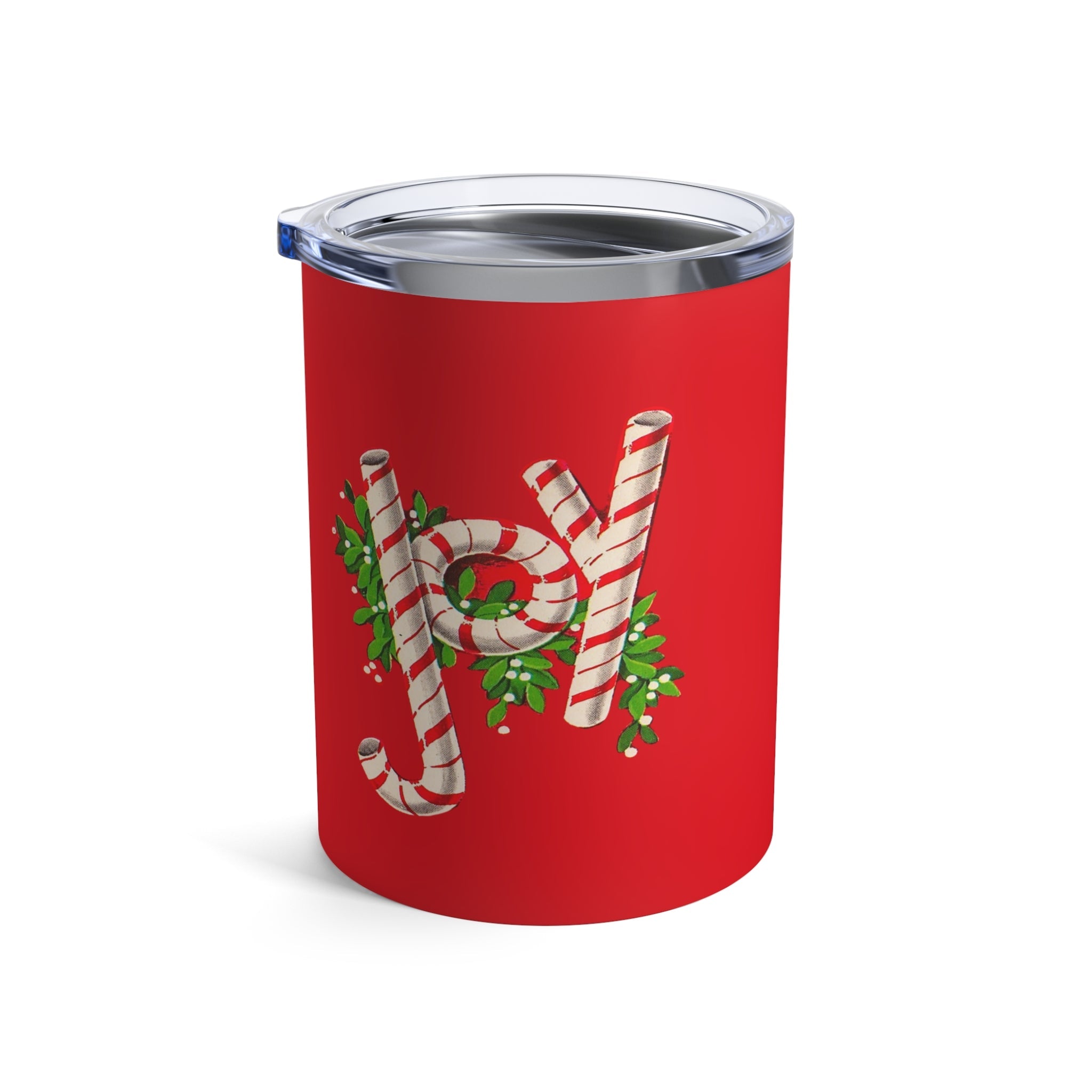Joy Candy Canes Mid Century Retro Christmas Print Stainless Steel Tumbler 10oz