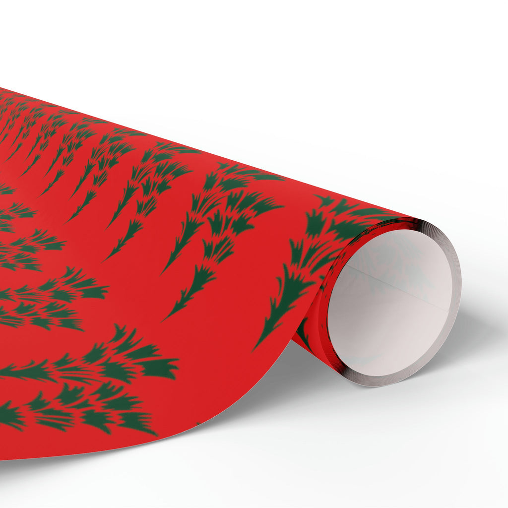 Retro Christmas Pine Trees Mid Century Retro Christmas Print Holiday Gift Wrap Paper - Glossy Or Matte
