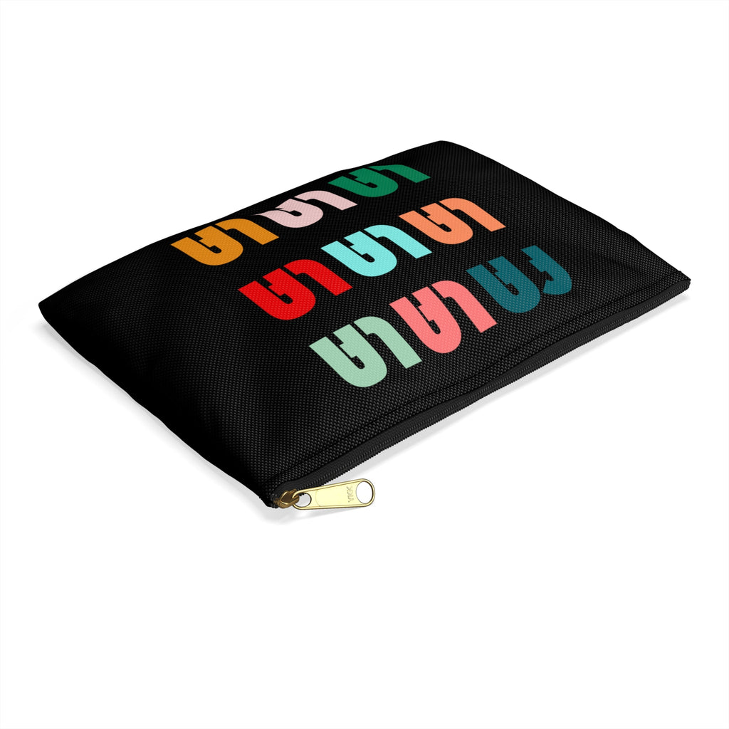 Fa La La La Black Retro Style Christmas Print Polyester Accessory Pouch Travel Bag