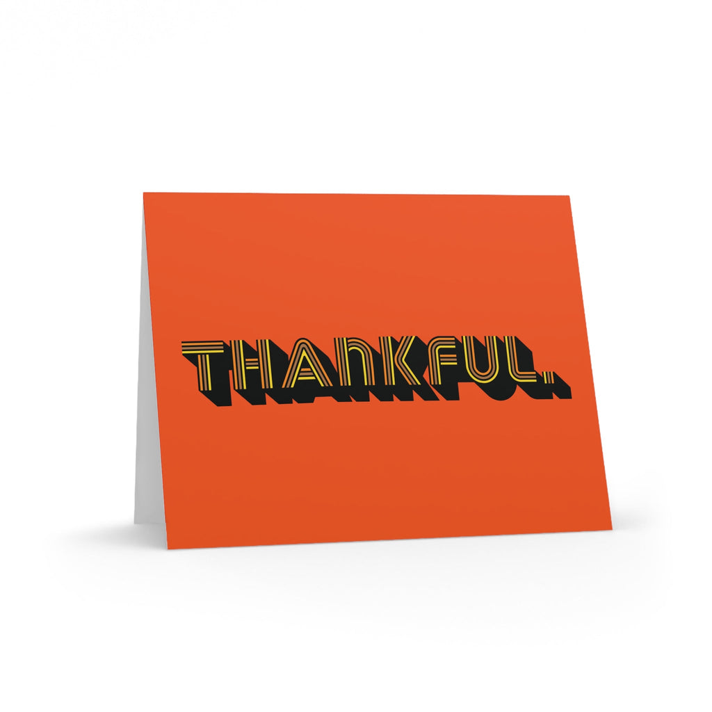 Thankful Retro Style Thanksgiving Thank You Print Matte Greeting Cards (8, 16, and 24 pcs)