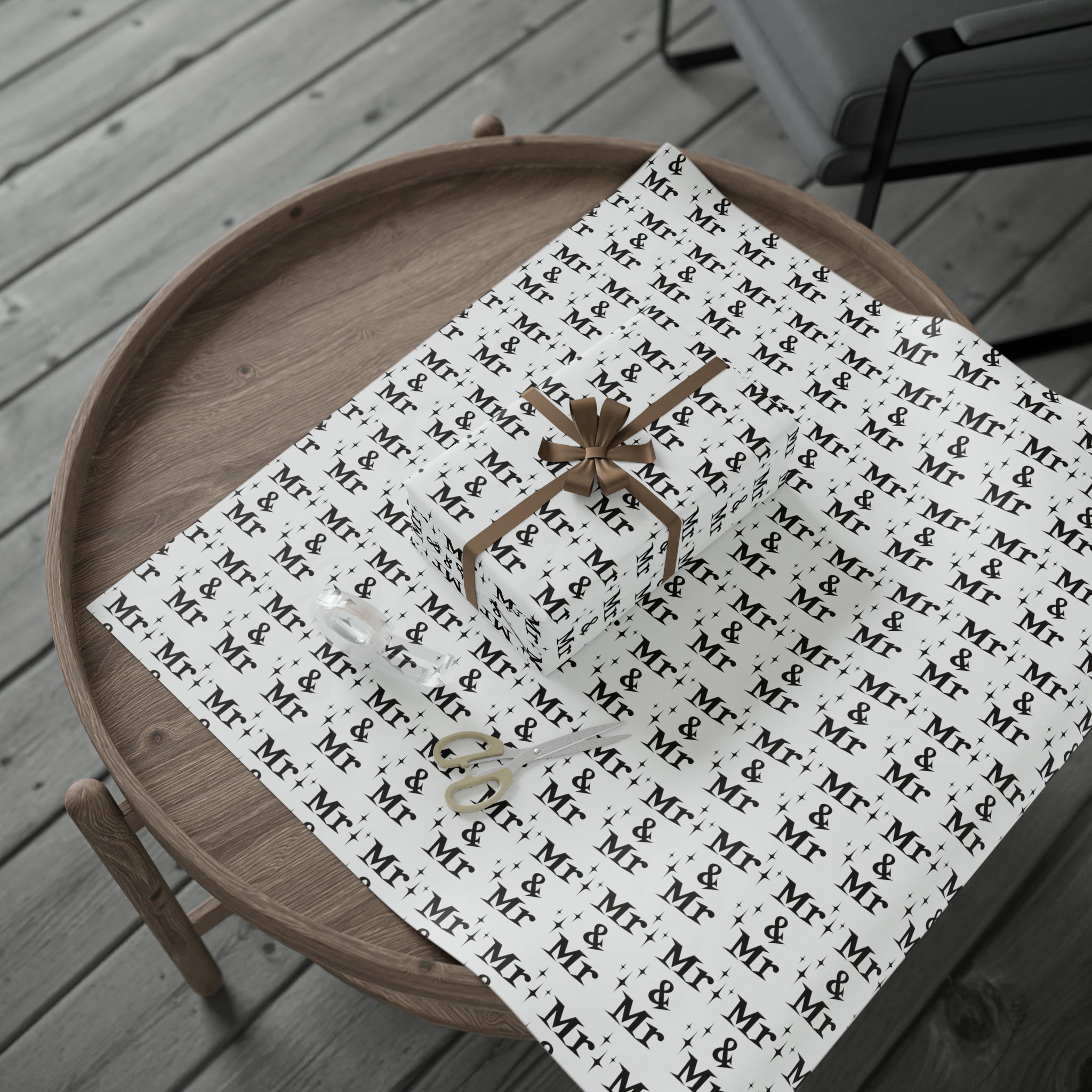 Mr. And Mr. Atomic Mid Century Retro Style Wedding Holiday Gift Wrap Paper - Glossy Or Matte