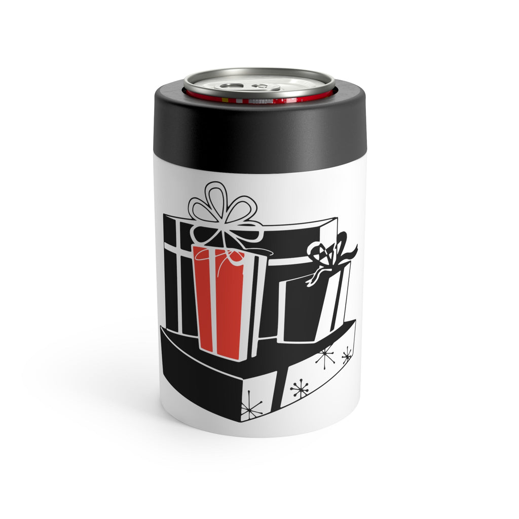 Christmas Presents Mid Century Retro Christmas Print Stainless Steel Can Holder