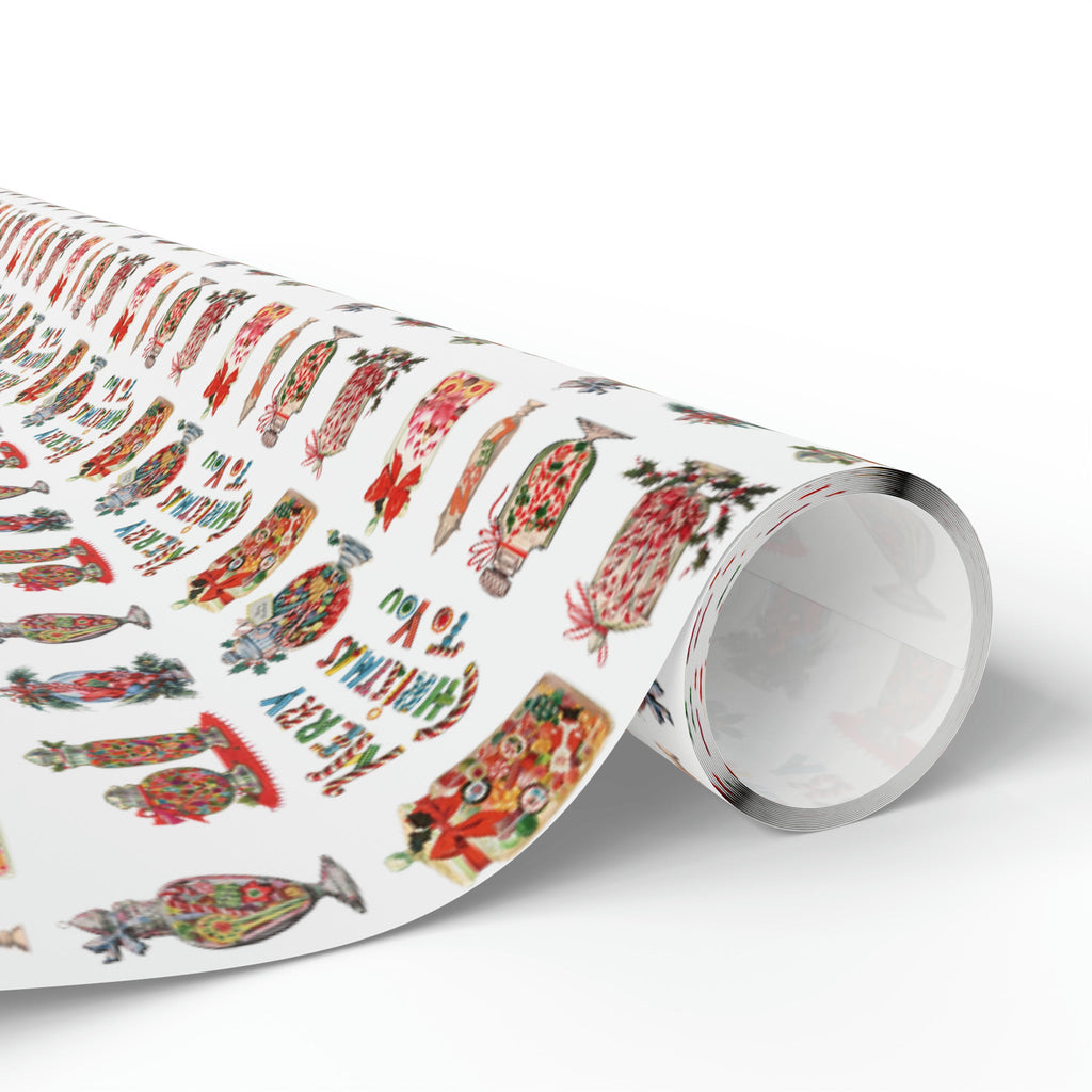 Merry Christmas To You Christmas Candy Mid Century Retro Christmas Print Holiday Gift Wrap Paper - Glossy Or Matte