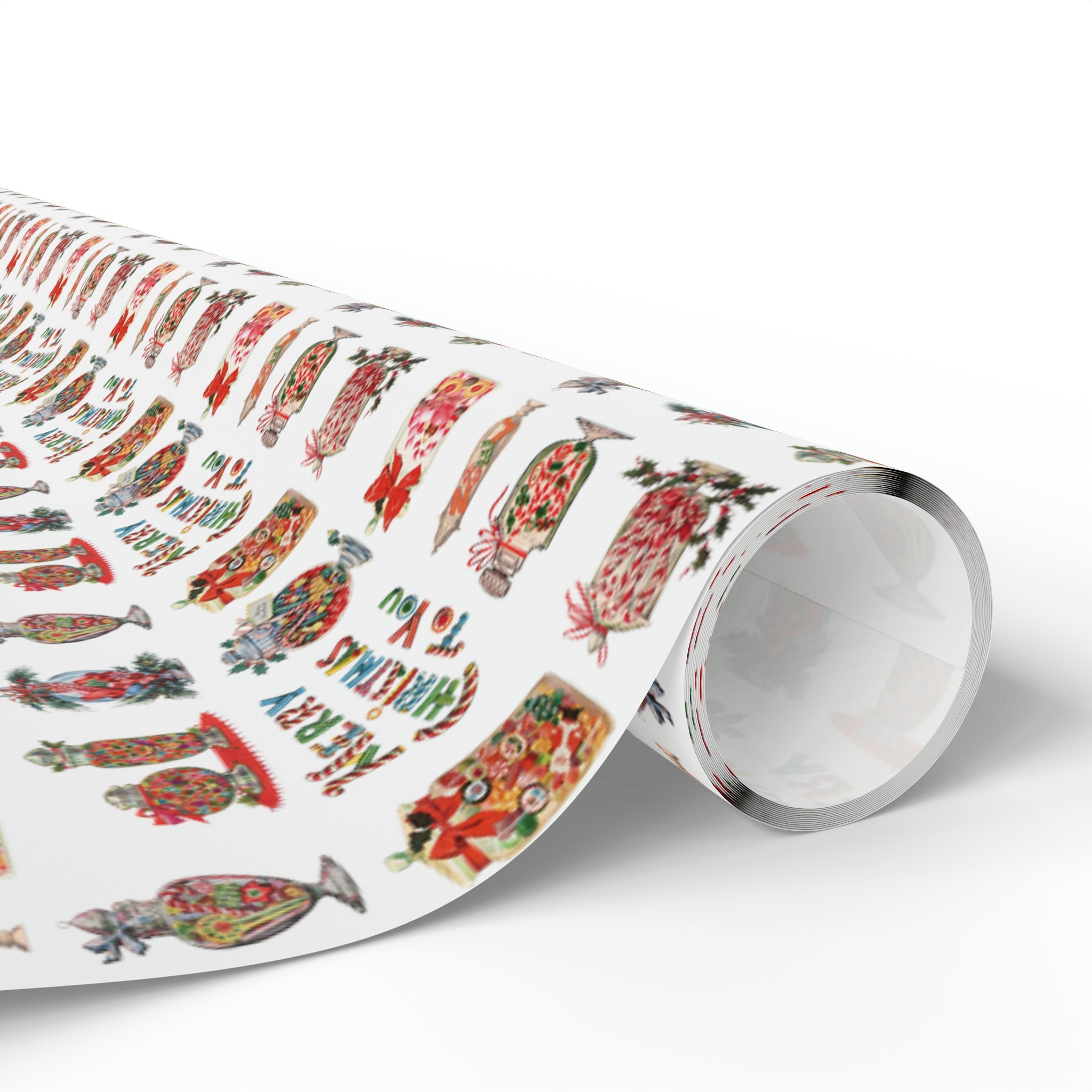 Merry Christmas To You Christmas Candy Mid Century Retro Christmas Print Holiday Gift Wrap Paper - Glossy Or Matte
