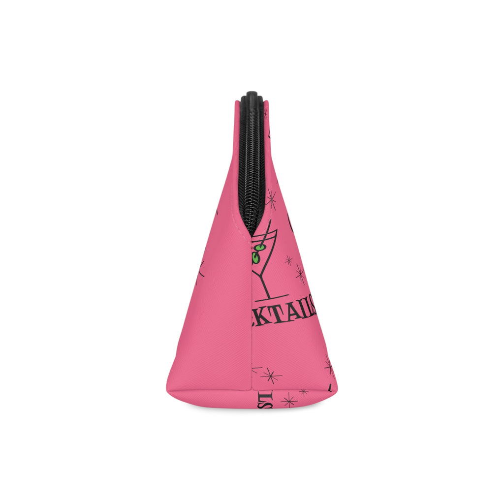 Martini Cocktails Atomic Pink Mid Century Retro Style Cosmetic Makeup Travel Bag