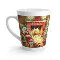 Santa Sleeping By Fireplace Mid Century Retro Christmas Print Latte Mug
