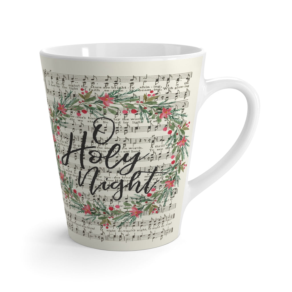 O Holy Night Sheet Music Christmas Wreath Retro Christmas Print Latte Coffee Mug