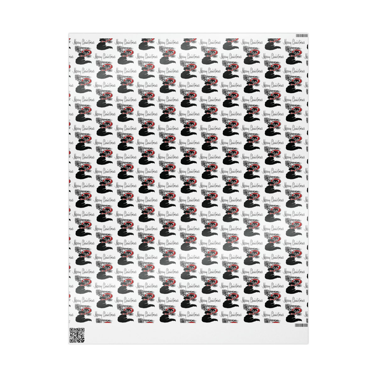 Merry Christmas Black Cat Looking At Christmas Ornament Mid Century Retro Christmas Print Holiday Gift Wrap Paper - Glossy Or Matte