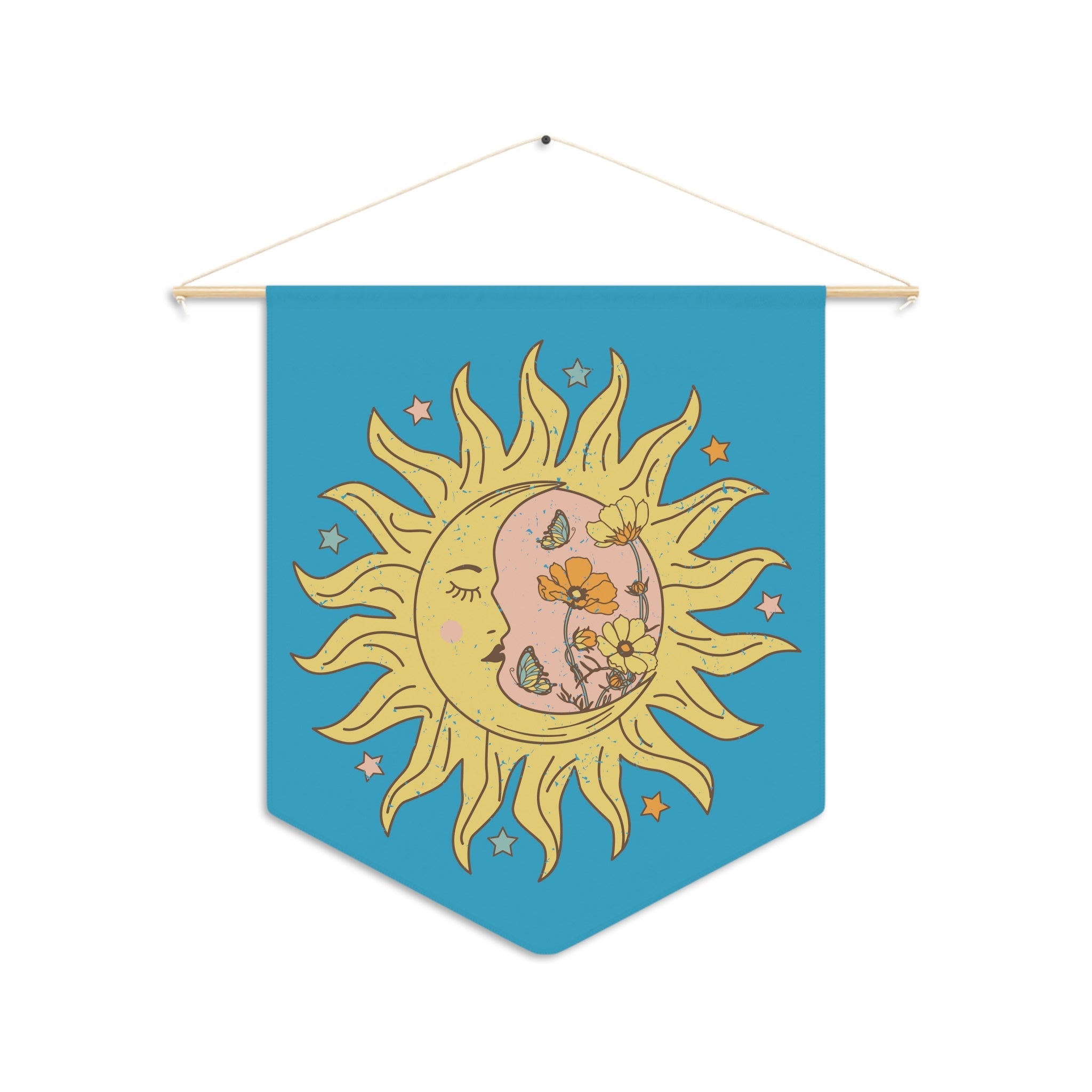 Celestial Sun Moon Print Wall Hanging Banner Flag