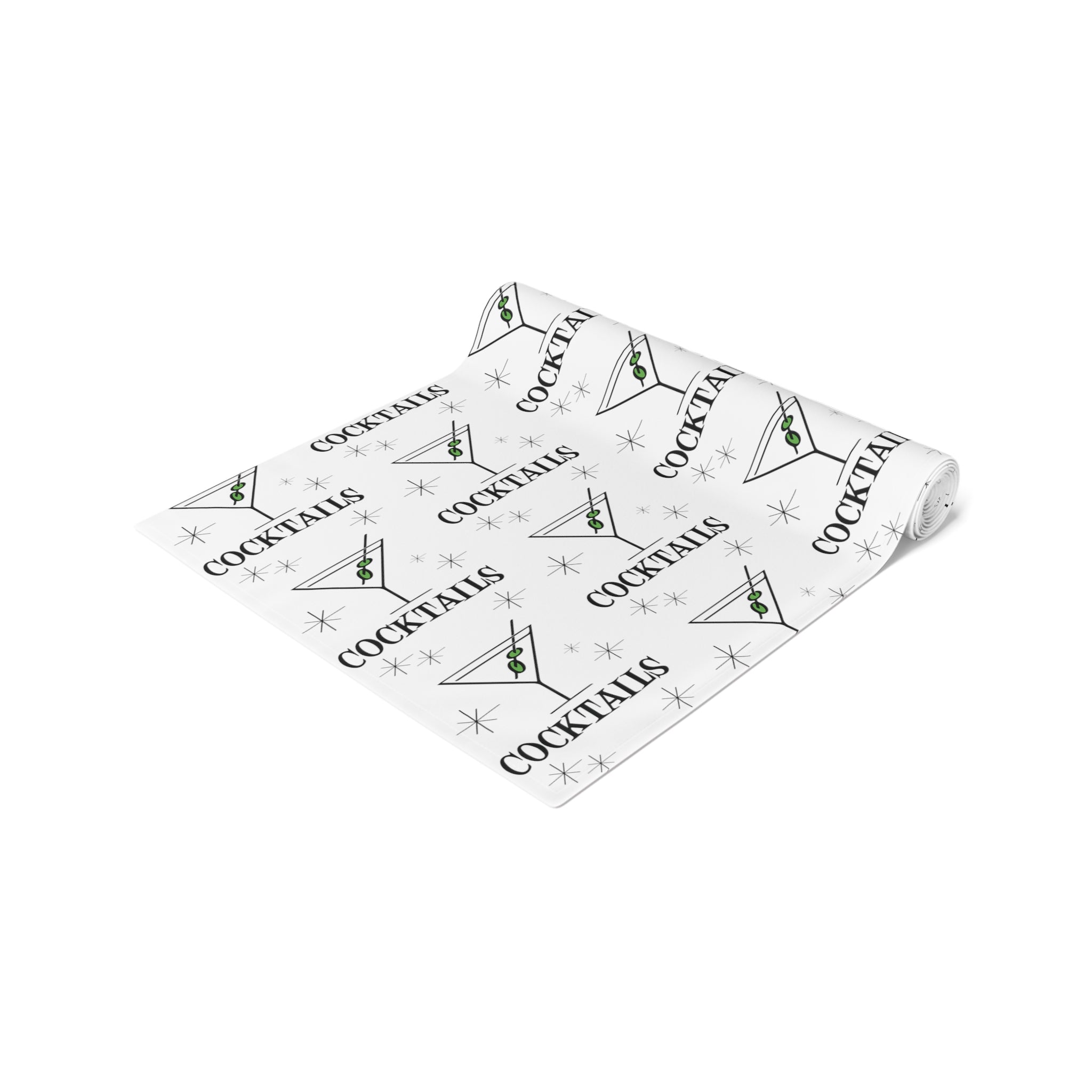 Martini Cocktails Atomic Mid Century Retro Style Print Cotton Poly Table Runner