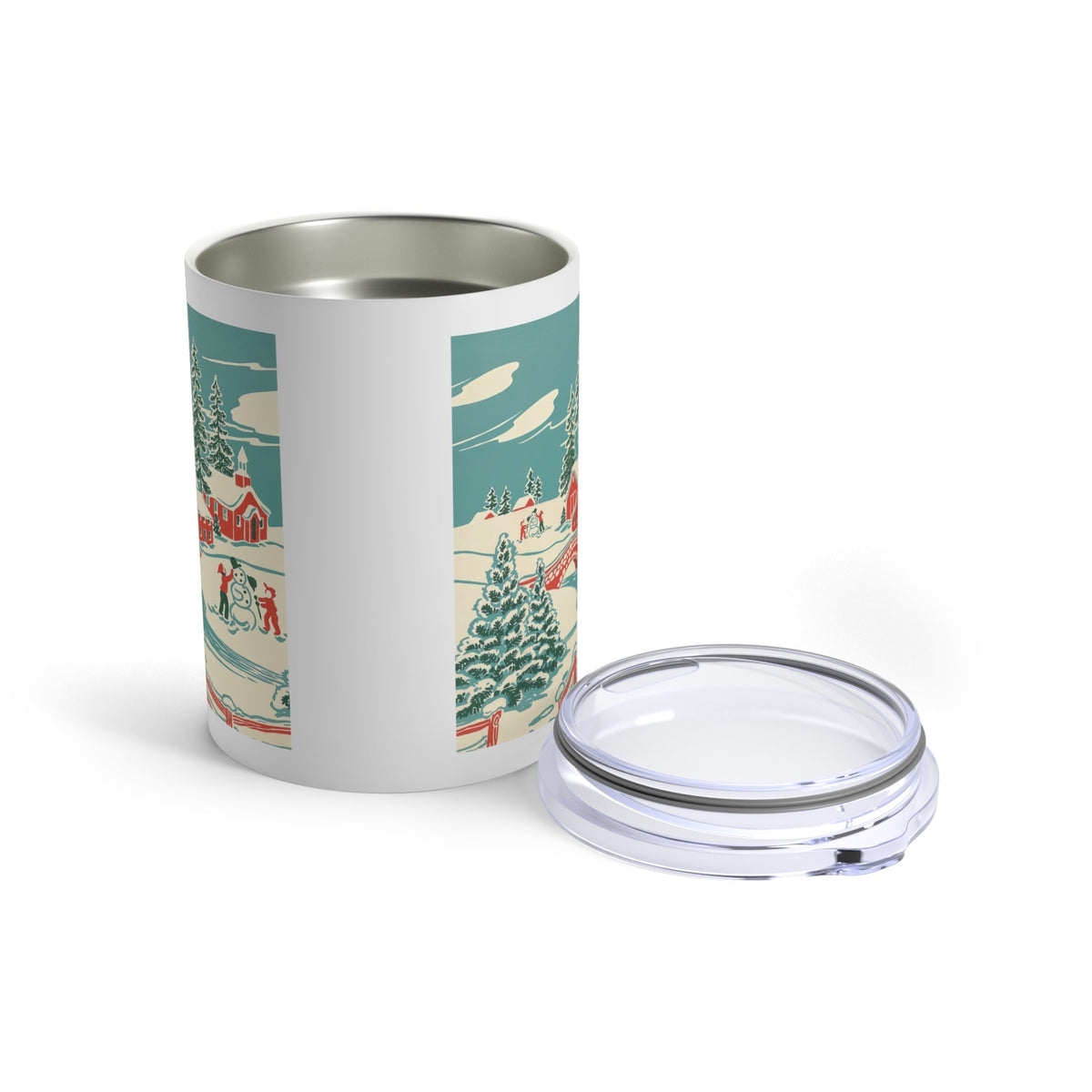 Winter Village Town Retro Christmas Print Stainless Steel Tumbler 10oz