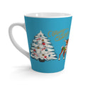 Merry Christmas Reindeer Tree Blue Mid Century Retro Christmas Print Latte Coffee Mug