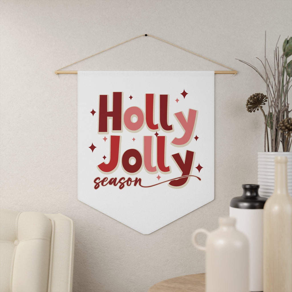 Holly Jolly Season Christmas Print Wall Hanging Banner Flag