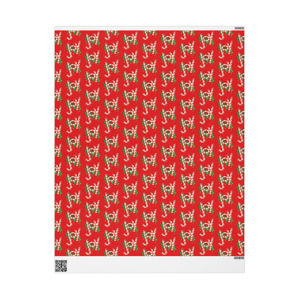 Joy Candy Canes Retro Christmas Holiday Gift Wrap Paper - Glossy Or Matte