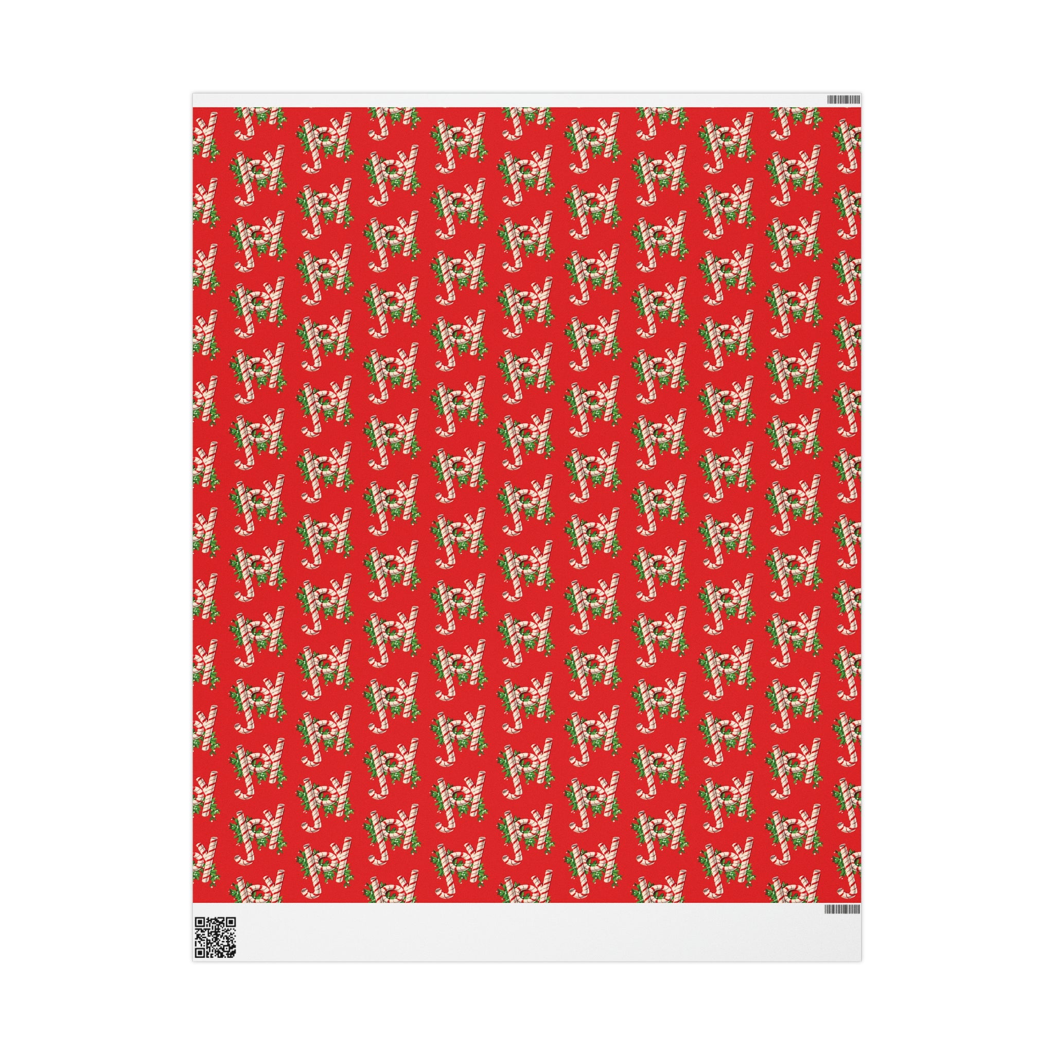Joy Candy Canes Retro Christmas Holiday Gift Wrap Paper - Glossy Or Matte