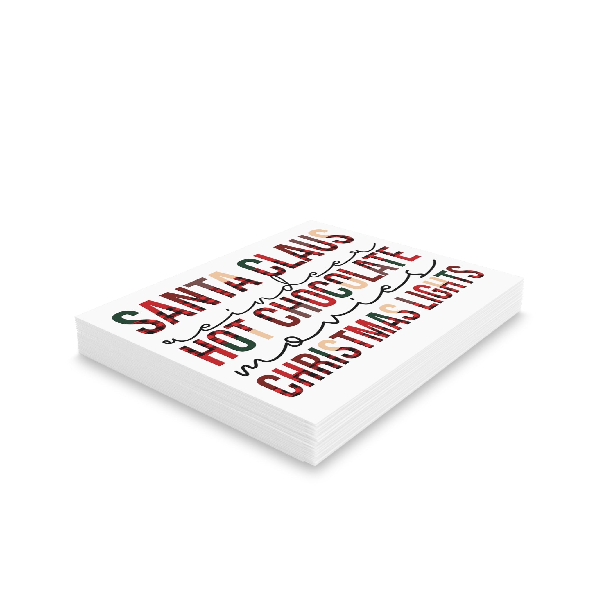 Santa Claus Reindeer Hot Chocolate Movies Christmas Lights Christmas Matte Greeting Cards (8, 16, and 24 pcs)