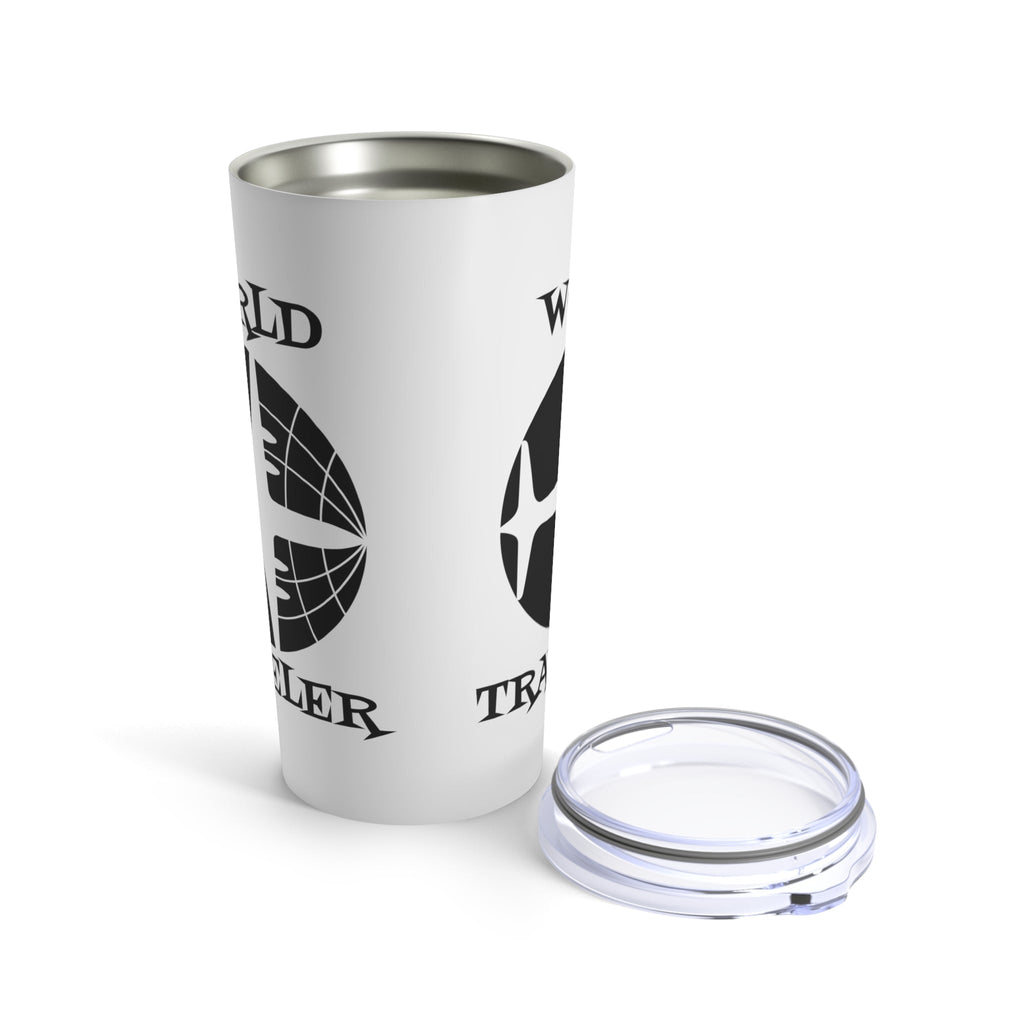 World Traveler Airplane Globe Atomic Mid Century Retro Travel Print Stainless Steel Tumbler 20oz