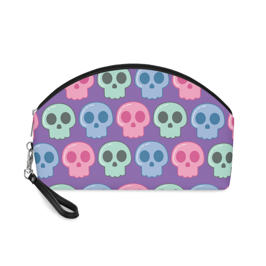 Pastel Skulls Purple Halloween Travel Cosmetic Makeup Bag